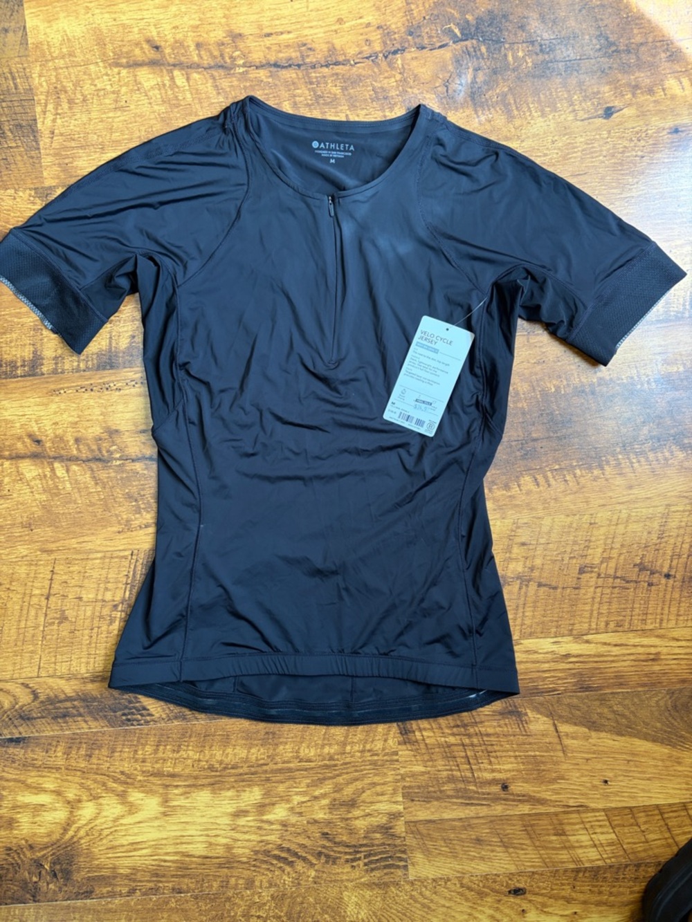 Athleta Black Short-Sleeve Zip Performance Tee for women